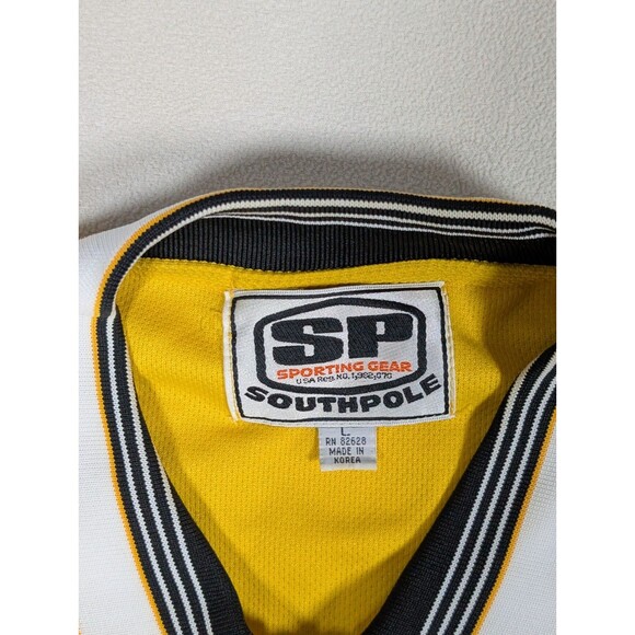 Vintage Southpole Jersey Polo Shirt L Yellow Quarter Zip Sporting Gear Spell Out - Picture 4 of 9